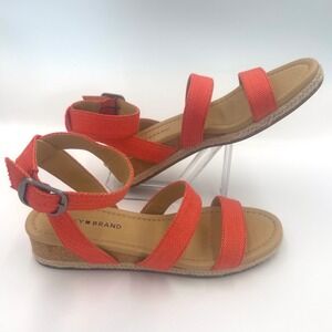 Lucky Brand Wensdei Orange Espadrille Ankle Strap Wedge Sandals Womens 8.5 M